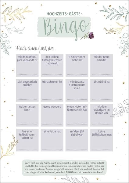 Produktbild: Hochzeits-G&auml;ste-Bingo
