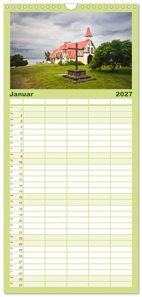 Produktbild: Familienplaner 2027 - Mauritius mit 5 Spalten (Wandkalender, 21 x 45 cm) CALVENDO