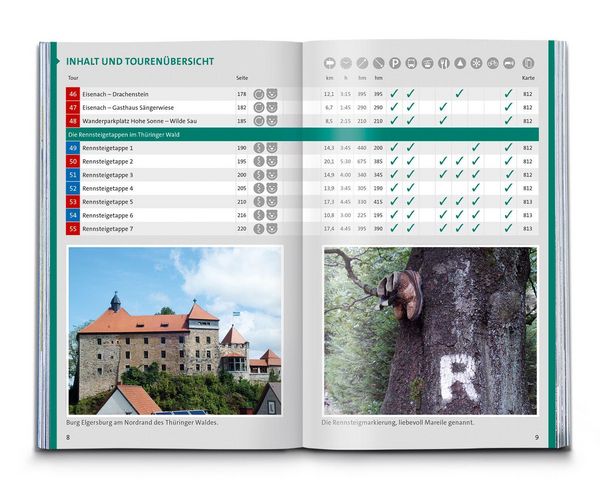 Produktbild: KOMPASS Wanderf&uuml;hrer Th&uuml;ringer Wald mit Rennsteigtouren, 55 Touren mit Extra-Tourenkarte