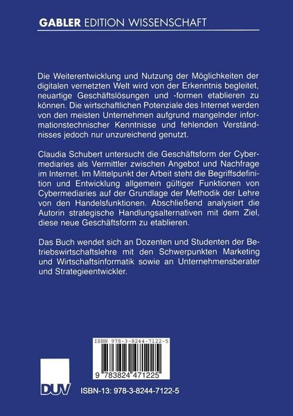 Produktbild: Cybermediaries als neue Gesch&auml;ftsform im Internet