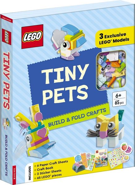 Produktbild: LEGO&reg; Books. Tiny Pets: Build and Fold Crafts (with 3 exclusive models, 65 pieces, craft book, craft sheets and stickers)