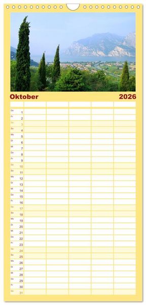 Produktbild: Familienplaner 2026 - Gardasee mit 5 Spalten (Wandkalender, 21 x 45 cm) CALVENDO