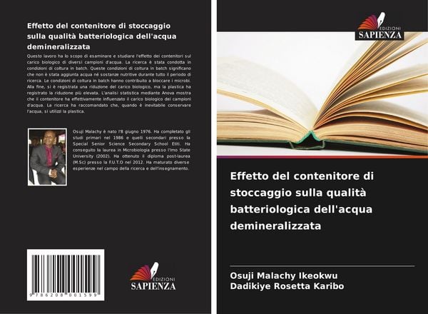 Produktbild: Effetto del contenitore di stoccaggio sulla qualit&agrave; batteriologica dell'acqua demineralizzata