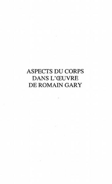 Produktbild: Aspect du corps dans l'oeuvre de roman gary