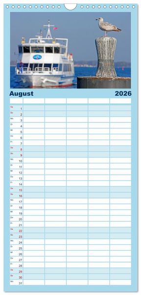 Produktbild: Familienplaner 2026 - Ostseeinseln R&uuml;gen, Hiddensee, Ummanz mit 5 Spalten (Wandkalender, 21 x 45 cm) CALVENDO