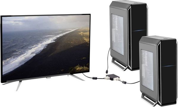 Produktbild: Renkforce 2 Port DVI-Switch bidirektional verwendbar Full HD 1080p @ 60Hz