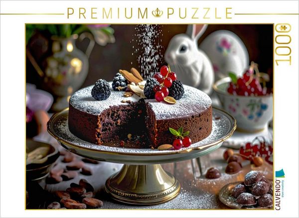 CALVENDO Puzzle Italienischer Schokoladen Mandel Kuchen Capreser Art | 1000 Teile Lege-Größe 64x48cm Foto-Puzzle für glückliche Stunden