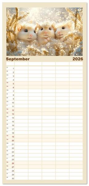 Produktbild: Familienplaner 2026 - Augen wie Kn&ouml;pfe mit 5 Spalten (Wandkalender, 21 x 45 cm) CALVENDO