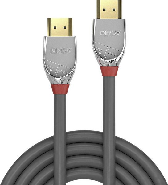 Produktbild: LINDY HDMI Anschlusskabel HDMI-A Stecker, HDMI-A Stecker 5.00m Grau 37874 4K UHD HDMI-Kabel