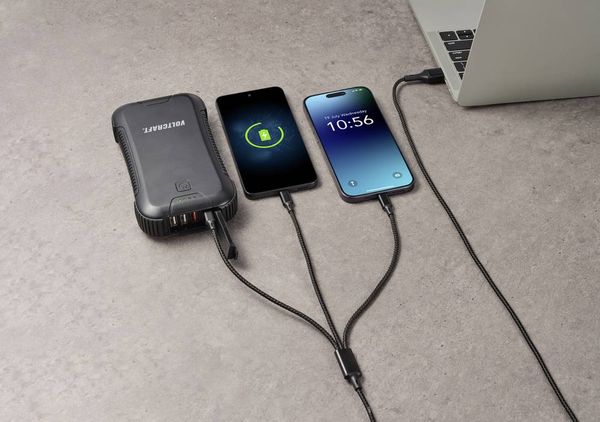 Produktbild: USB-Ladekabel USB 2.0 USB-A Stecker, USB-C&reg; Stecker, USB-Micro-B Stecker, Apple Lightning Stecker, USB-C&reg; Stecker 2.00 m Schwarz Aluminium-Stecker
