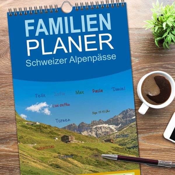 Produktbild: Familienplaner 2026 - Schweizer Alpenp&auml;sse mit 5 Spalten (Wandkalender, 21 x 45 cm) CALVENDO