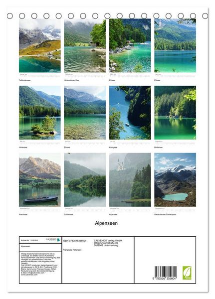 Produktbild: Alpenseen (Tischkalender 2026 DIN A5 hoch), CALVENDO Monatskalender