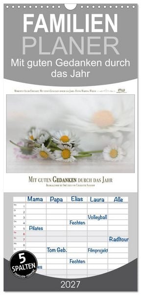 Produktbild: Familienplaner 2027 - Mit guten Gedanken durch das Jahr mit 5 Spalten (Wandkalender, 21 x 45 cm) CALVENDO