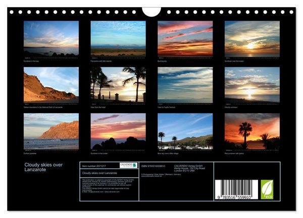 Produktbild: Cloudy skies over Lanzarote (Wall Calendar 2026 DIN A4 landscape), CALVENDO 12 Month Wall Calendar
