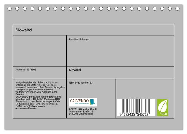 Produktbild: Slowakei (Tischkalender 2025 DIN A5 quer), CALVENDO Monatskalender
