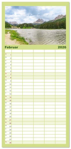 Produktbild: Familienplaner 2026 - S&uuml;dtirol - Traumhafte Berge und Seen im Norden Italiens mit 5 Spalten (Wandkalender, 21 x 45 cm) CALVENDO