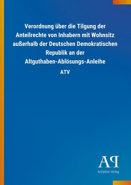 Produktbild: Verordnung &uuml;ber die Tilgung der Anteilrechte von Inhabern mi
