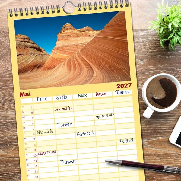 Produktbild: Familienplaner 2027 - Paria Canyon - The Wave Naturwunder mit 5 Spalten (Wandkalender, 21 x 45 cm) CALVENDO