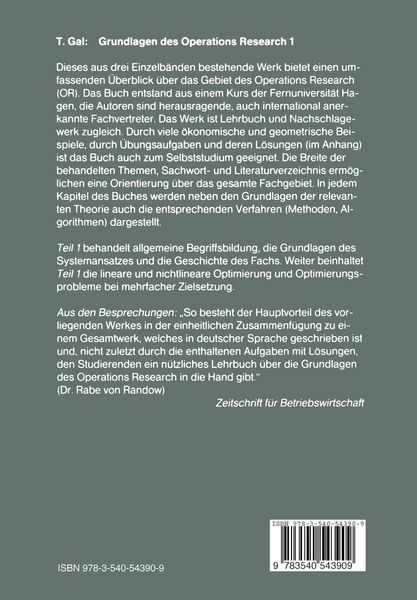 Produktbild: Grundlagen des Operations Research