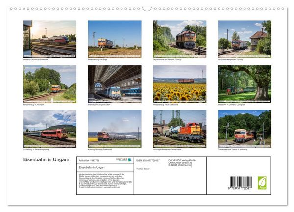 Produktbild: Eisenbahn in Ungarn (hochwertiger Premium Wandkalender 2026 DIN A2 quer), Kunstdruck in Hochglanz