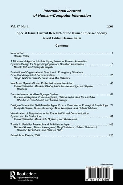 Produktbild: Current Research of the Human Interface Society