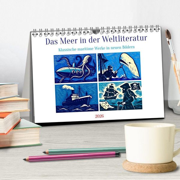Produktbild: Das Meer in der Weltliteratur (Tischkalender 2026 DIN A5 quer), CALVENDO Monatskalender