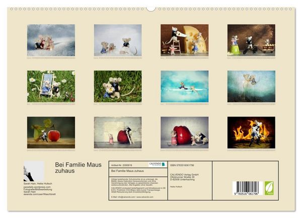 Produktbild: Bei Familie Maus zuhaus (hochwertiger Premium Wandkalender 2026 DIN A2 quer), Kunstdruck in Hochglanz