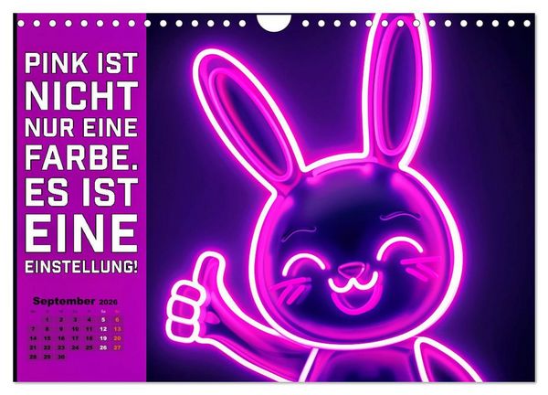 Produktbild: Lieblingsfarbe Rosa - mit coolen Spr&uuml;chen (Wandkalender 2026 DIN A4 quer), CALVENDO Monatskalender