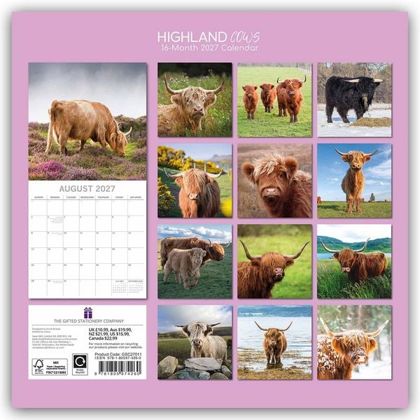 Produktbild: Highland Cows &ndash; Hochland-K&uuml;he &ndash; Hochlandrinder 2027 &ndash; 16-Monatskalender