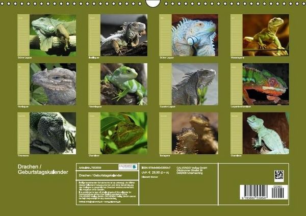 Produktbild: Drachen / Geburtstagskalender (Wandkalender immerw&auml;hrend DIN A3 quer)