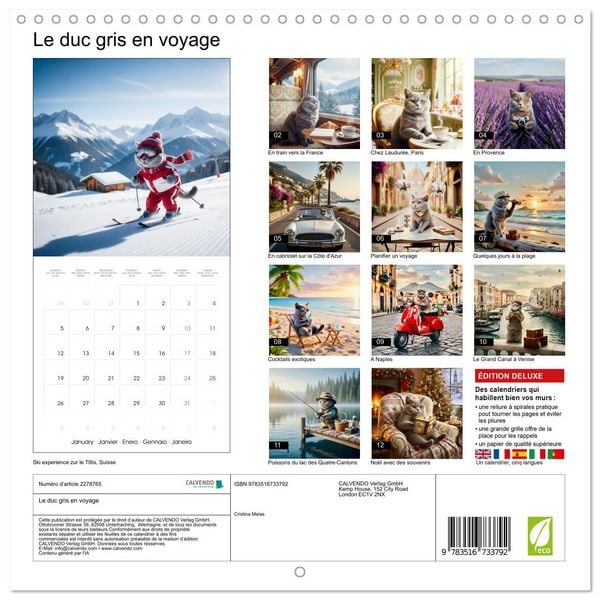 Produktbild: Le duc gris en voyage (Calendrier mural carr&eacute; 2026 30x30 cm) Calendrier double avec une page pour vos prises de notes