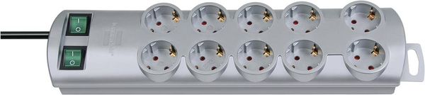Brennenstuhl 1153390120 Steckdosenleiste mit Schalter 10fach Silber Schutzkontakt 1St.