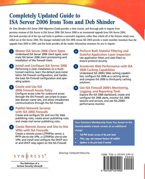 Produktbild: Dr. Tom Shinder's ISA Server 2006 Migration Guide