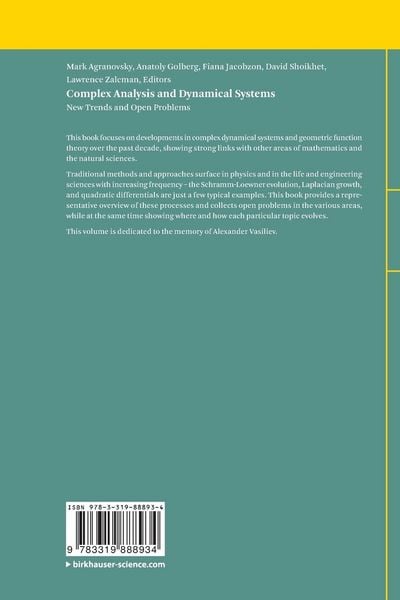Produktbild: Complex Analysis and Dynamical Systems