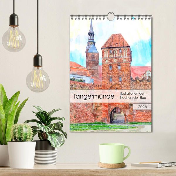 Produktbild: Tangerm&uuml;nde - Illustrationen der Stadt an der Elbe (Wandkalender 2026 DIN A4 hoch), CALVENDO Monatskalender