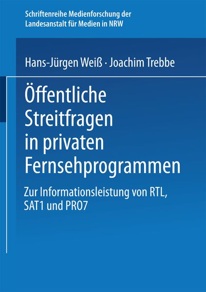 Produktbild: &Ouml;ffentliche Streitfragen in privaten Fernsehprogrammen