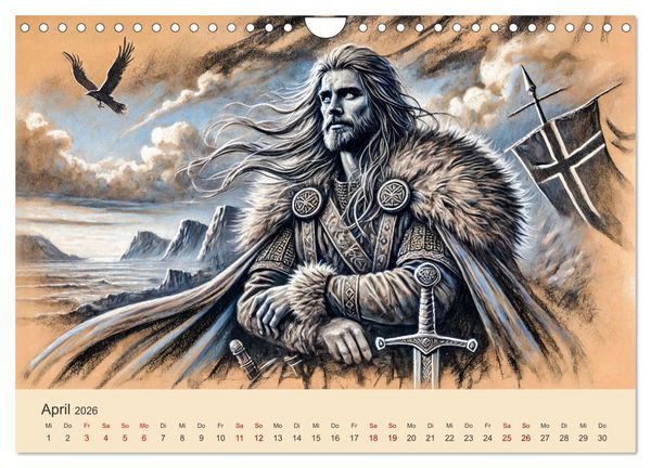 Produktbild: Die Wikingerzeit - Helden, K&ouml;nige und Entdeckungen (Wandkalender 2026 DIN A4 quer), CALVENDO Monatskalender