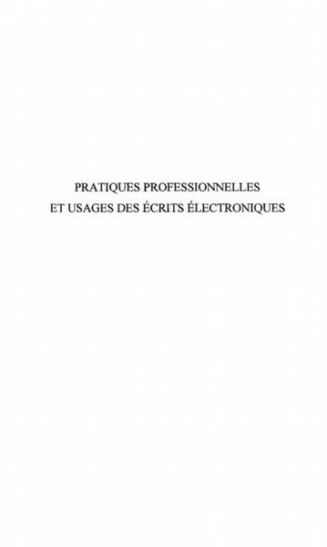 Produktbild: Pratiques Professionnelles Et Usage des Ecrits Electroniques