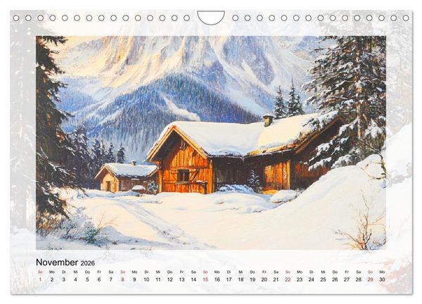 Produktbild: Zauber der Berge. Malerische Naturwunder in &Ouml;loptik (Wandkalender 2026 DIN A4 quer), CALVENDO Monatskalender