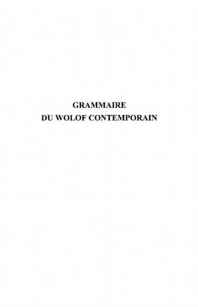 Grammaire du wolof contemporain