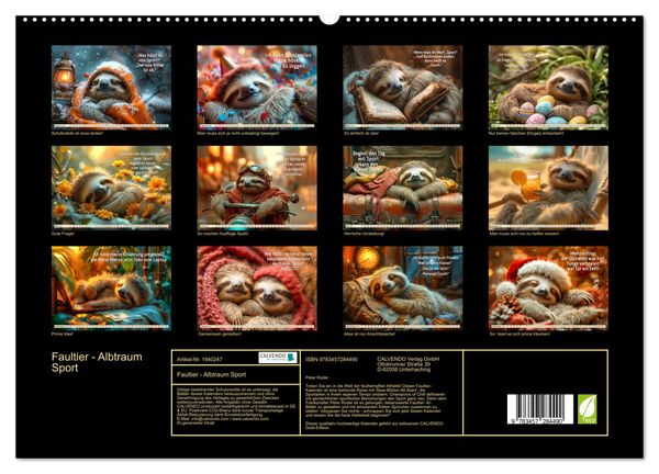 Produktbild: Faultier - Albtraum Sport (hochwertiger Premium Wandkalender 2026 DIN A2 quer), Kunstdruck in Hochglanz