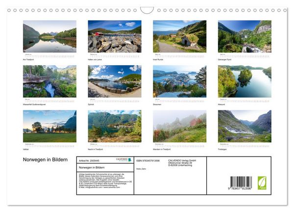 Produktbild: Norwegen in Bildern (Wandkalender 2026 DIN A3 quer), CALVENDO Monatskalender