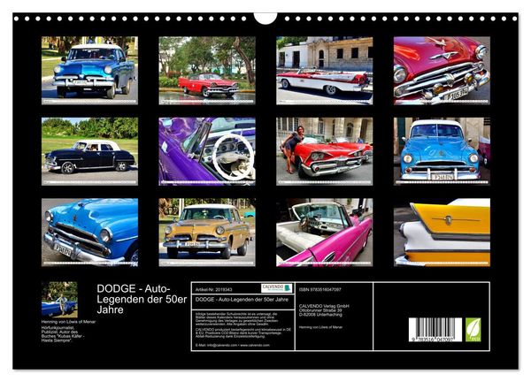 Produktbild: DODGE - Auto-Legenden der 50er Jahre (Wandkalender 2026 DIN A3 quer), CALVENDO Monatskalender