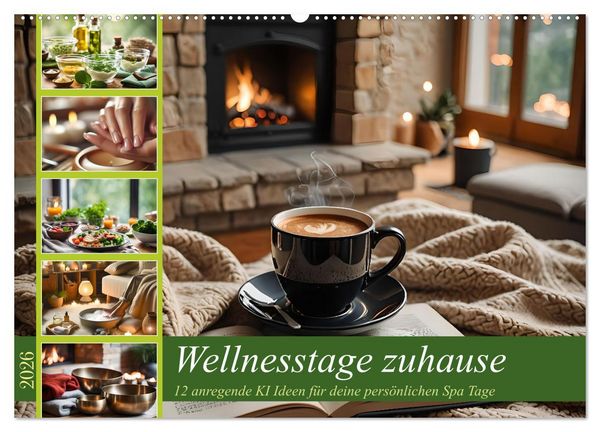 Produktbild: Wellnesstage zuhause - 12 anregende KI Ideen f&uuml;r deine pers&ouml;nlichen Spa Tage (Wandkalender 2026 DIN A2 quer), CALVENDO Monatskalender