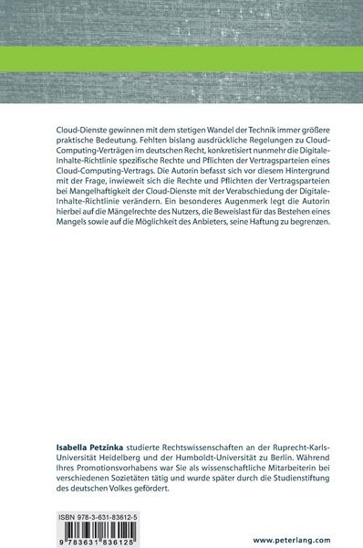 Produktbild: Die Rechte und Pflichten der Parteien eines Cloud-Computing-Vertrags bei Mangelhaftigkeit der Cloud-Dienste