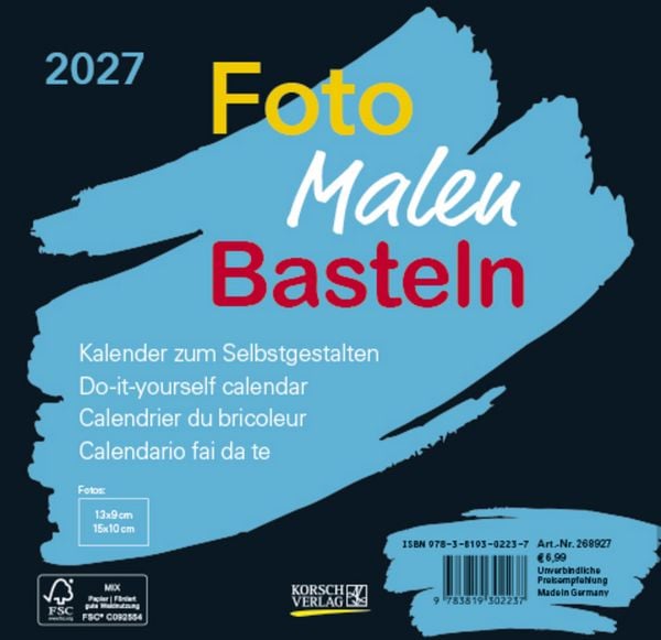 Produktbild: Foto-Malen-Basteln Bastelkalender schwarz quer 2027