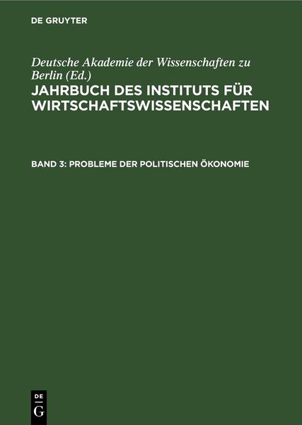 Produktbild: Jahrbuch des Instituts f&uuml;r Wirtschaftswissenschaften. Band 3