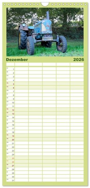 Produktbild: Familienplaner 2026 - Rostige alte Traktoren mit 5 Spalten (Wandkalender, 21 x 45 cm) CALVENDO