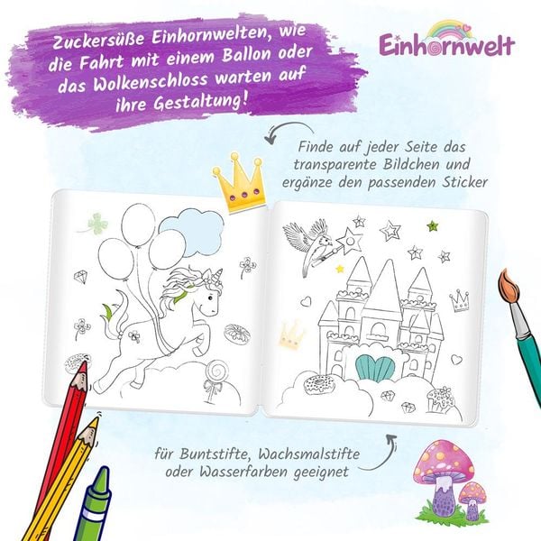 Produktbild: Tr&ouml;tsch Malbuch Stickermalbuch Einhornwelt