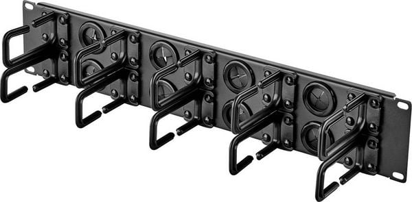 Produktbild: Renkforce RF-3525040 19 Zoll Netzwerkschrank-Kabelf&uuml;hrung 2 HE 360&deg; drehbare Kabelf&uuml;hrungsb&uuml;gel Schwarz